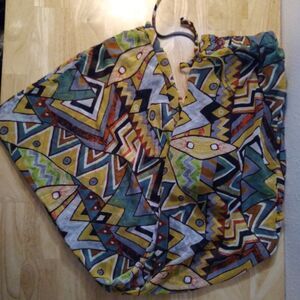 Vintage Sugarmint Abstract Geometric Bell Bottom Pants Sheer Beach